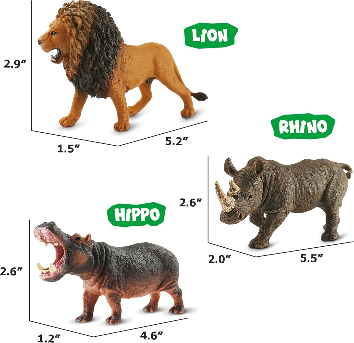 6PCS Safari Animal Figure Toys for Kids 3-5 Realistic Plastic Jungle Animal Figurines African Wildlife Learning Toys for Kids Boys Girls Toddlers