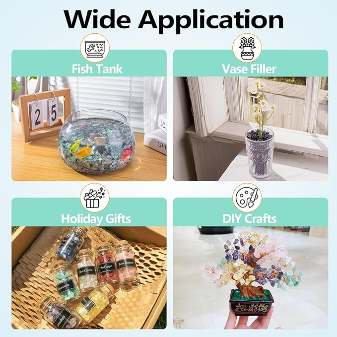 0.88 Lb Black Obsidian Natural Tumbled Healing Crystal Chips Bulk, Aquarium Gravel Rocks Stones Pebbles Fish Tank Marbles for Aquarium, Vase Fillers, Succulent Plants Decor