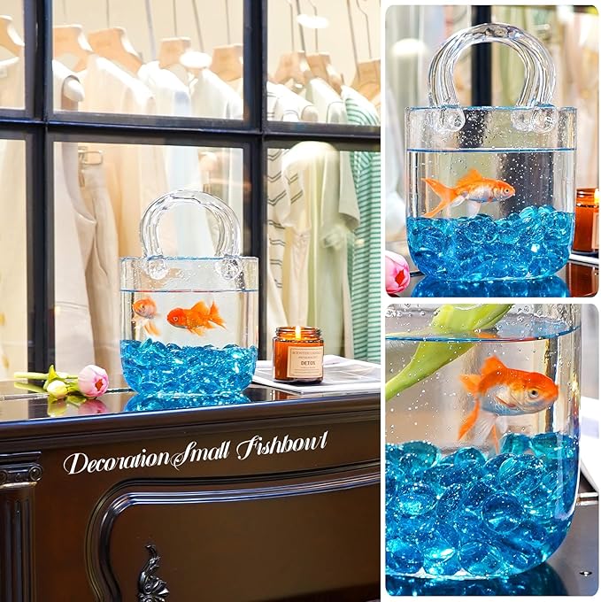 5LB Ocean Blue Flat Glass Marbles for Vases, Gemstone Beads Vase Filler Decorative Glass Pebbles for Fish Tank, DIY Crafts, Aquarium Decor Rocks