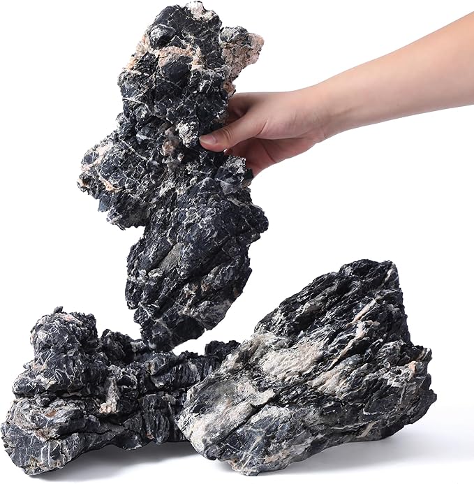 10-12 Inches Natural Seiryu Stone 3 PCS Extra Large Aquarium Rocks for Aquascaping, Aquarium Landscaping, Terrariums, Fish Tank Decoration, Vivariums, Paludarium, Amphibian Enclosures