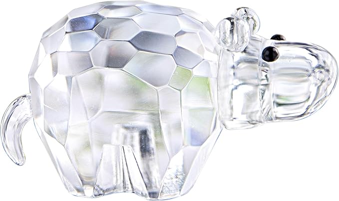 H&D HYALINE & DORA Crystal Hippopotamus Figurines Collectibles Mini Glass Animal Figurine for Table Home Decoration