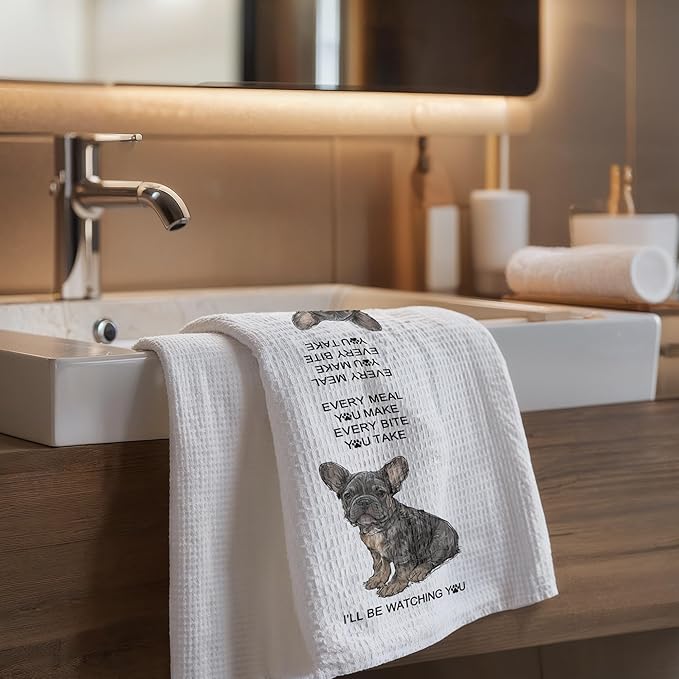 Funny French Bulldog Gifts Kitchen Dish Towels Gifts for Women,Hand Towels for Kitchen Bathroom,French Bulldog Home Decor,16x24 Inch