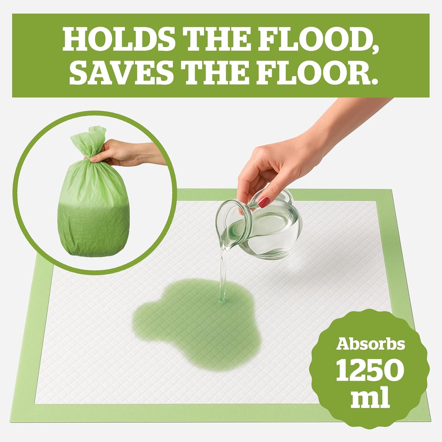 Pogi’s Dog Pads with Sticky Tabs – Large, Super Absorbent, Odor Blocking, 20-Count (24x24in)