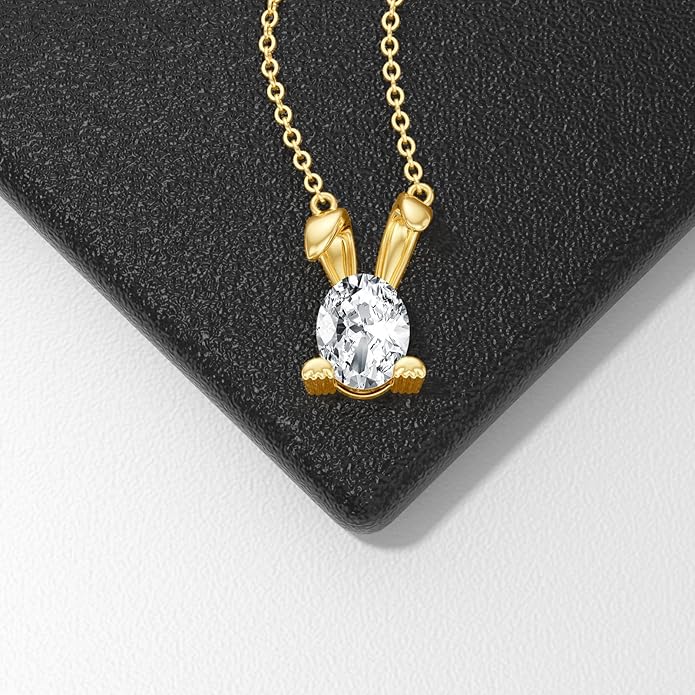 WSX 14K Real Gold Animal Necklace for Women, Bear/Cat/Rabbit/Elephant/Horse Pendant Charm Jewelry Gifts Mother Day Valentine Christmas