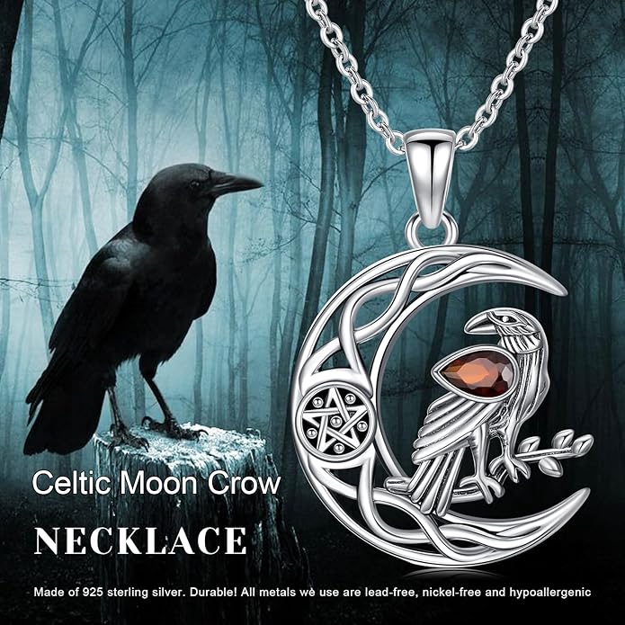 Witch Necklace 925 Sterling Silver Pentagram Triple Moon Pentacle Pendant Wiccan Pagan Jewelry Witchy Gifts for Women