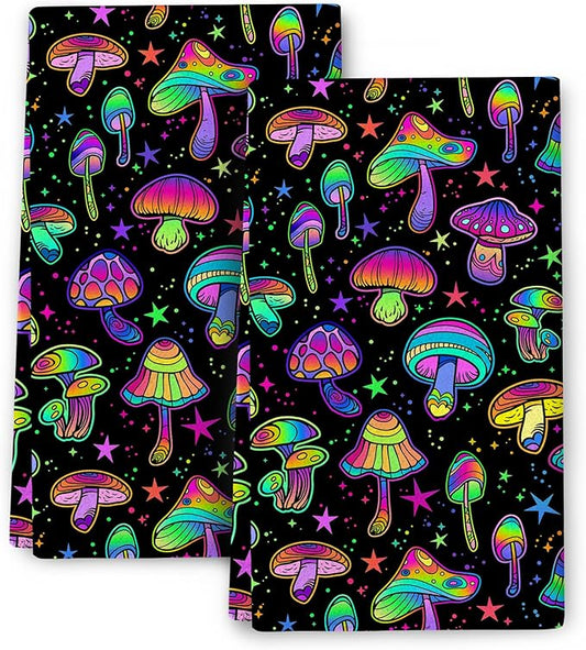 Funny Mushroom Kitchen Towels Decorative Set of 2,Cute Hippie Witchy Dish Towels Absorbent Hand Towels Tea Towels for Kitchen Farmhouse Holiday Home Decor Accessories