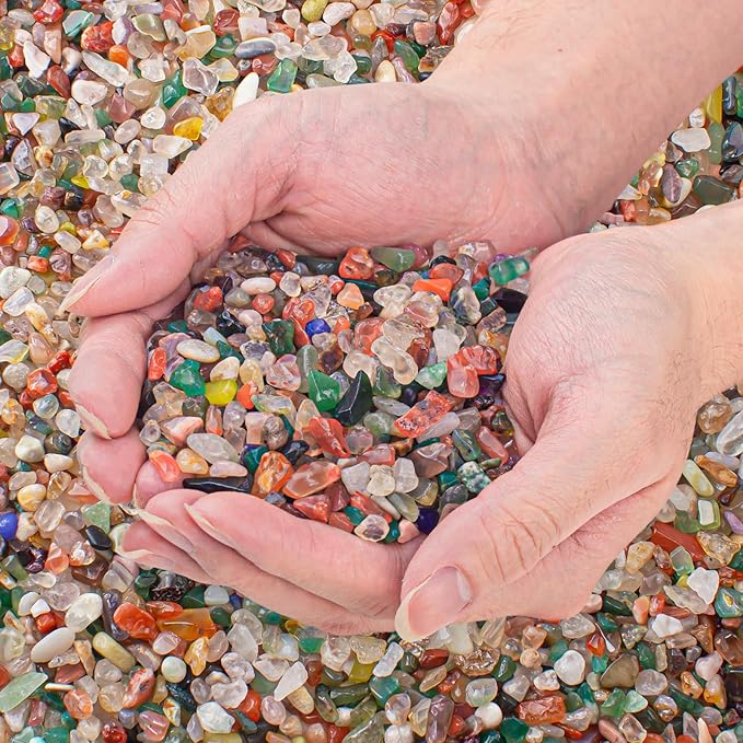 3 Lb Crystal Chips Bulk Tumbled Crushed Quartz Stones, 7 Chakra Crystal Quartz Rocks Healing Stones Pebbles for Vases Filler, Aquarium Gravel Rocks, Succulent Plants Decor