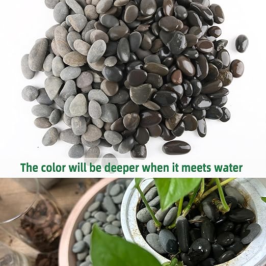 45LB River Rocks,Mexican Beach Pebbles for Plants,Potting,Garden Landscape Stone Paving Stone Grey 1Inch…