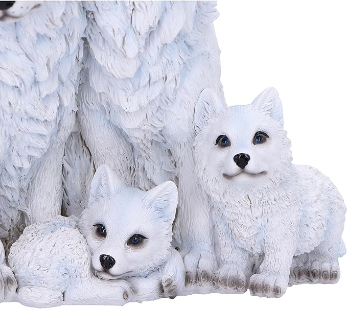 Nemesis Now Protected Pups Figurine 19cm, Resin, White, Wolf Family Figure, White Wolf Family Ornament, Collectable Wolf Giftware, Cast in The Finest Resin, Expertly Hand-Painted