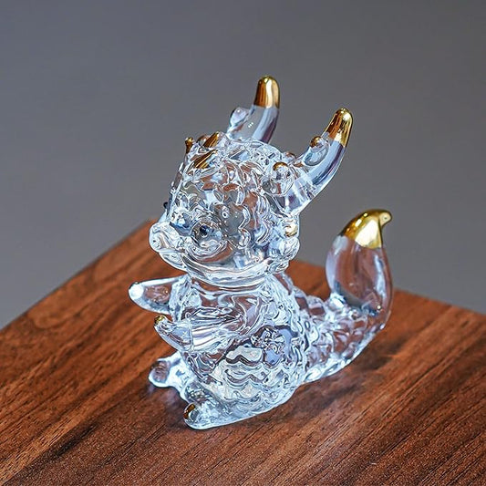 HDCRYSTALGIFTS 3inch Crystal Dragon Figurine Collectibles Art Glass Animal Ornament Decoration for Office Table Home Bedroom