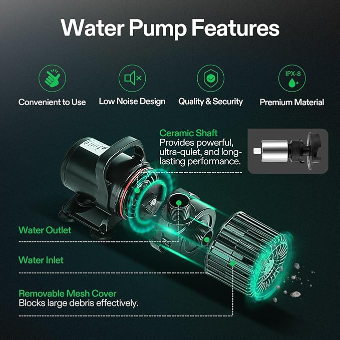 VIVOSUN 2700 GPH Submersible Water Pump, 120W Pond Pump, Ultra Quiet Aquarium Pump with 15FT. Lift Height for Pond Waterfall, Fish Tank, Statuary, or Hydroponics