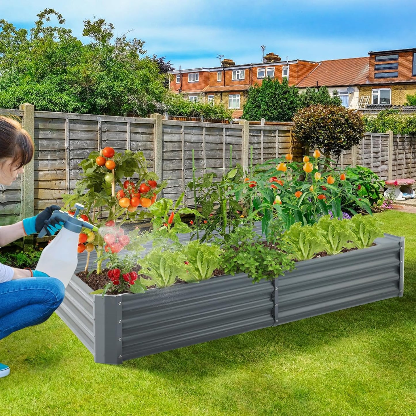 Land Guard 6×3×1ft Galvanized Raised Garden Bed Kit for Vegetables, Galvanized Large Metal Planter Raised Garden Boxes Outdoor(Modern Grey)…