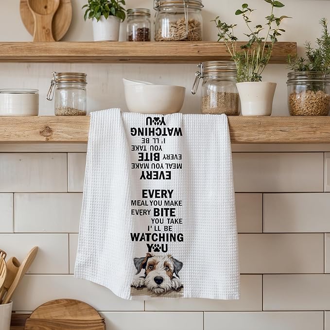 Funny Schnauzer Mastiff Dog Kitchen Towels Mom Lover Gifts Decor Dish and Hand Towel for Kitchen and Bathroom, Funny Every Meal You Make Dog Kitchen Decor, 16x24 Inches