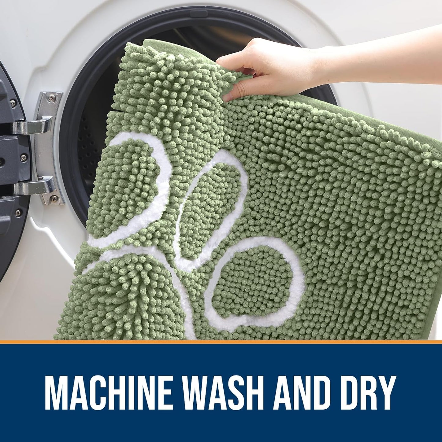 OLANLY Door Mat for Muddy Dog Paws 47x32, Ultra Absorbent Chenille Mud Doormat with Paw Print Design, Non-Slip Washable Doormat for Indoor Entryway, Quick-Dry Pet Bed Mats for Dirty Dogs, Sage Green