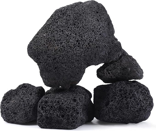 2-8 Inches Large Natural Black Lava Rock 5 PCS Aquarium Rocks for Aquascaping, Aquarium Landscaping, Terrariums, Fish Tank Decoration, Vivariums, Paludarium, Reptile and Amphibian Enclosures