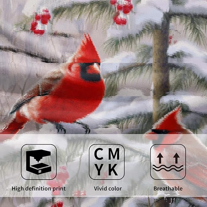 Red Bird Hand Towels Winter Berry Bathroom Decorative Bath Towels Set of 2 Soft Absorbent Dish Fingertip Towels for Home Kitchen Gym