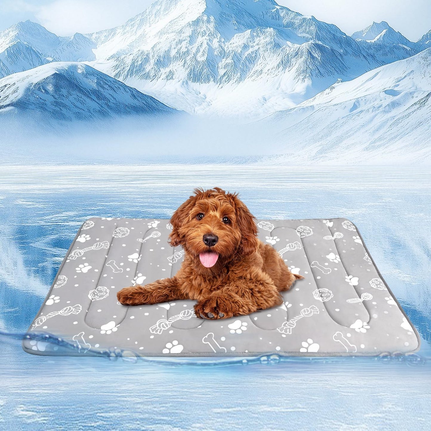 MH MYLUNE HOME Upgrade Cooling Mat for Pets,30”x20” 300g Reinforced Padding & Arc-Chill Fiber, Heat-Absorbing Color-Changing Pet Pad, Foldable Summer Bed