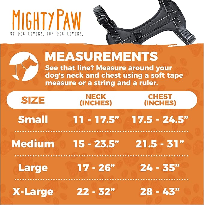Mighty Paw Dog Car Harness - Vehicle Safety Gear - 2 Leash Attachment - Adjustable Straps - Reflective Stitching - Soft Padding - Standard Harness Functionality - No Pull Front Leash Attachment - L