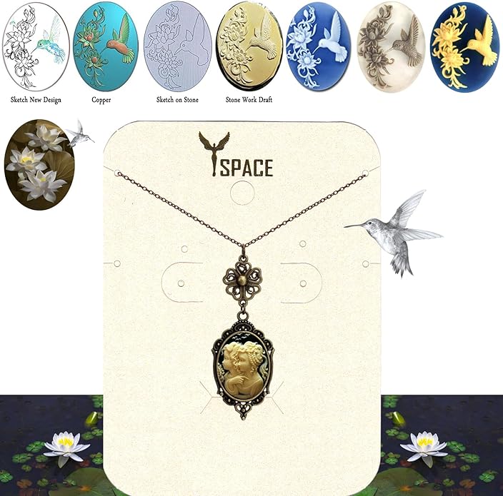 Yspace Lucky Clover Cameo Necklace Best Friend Heart Charms Jewelry 2 Chain Deluxe Gift