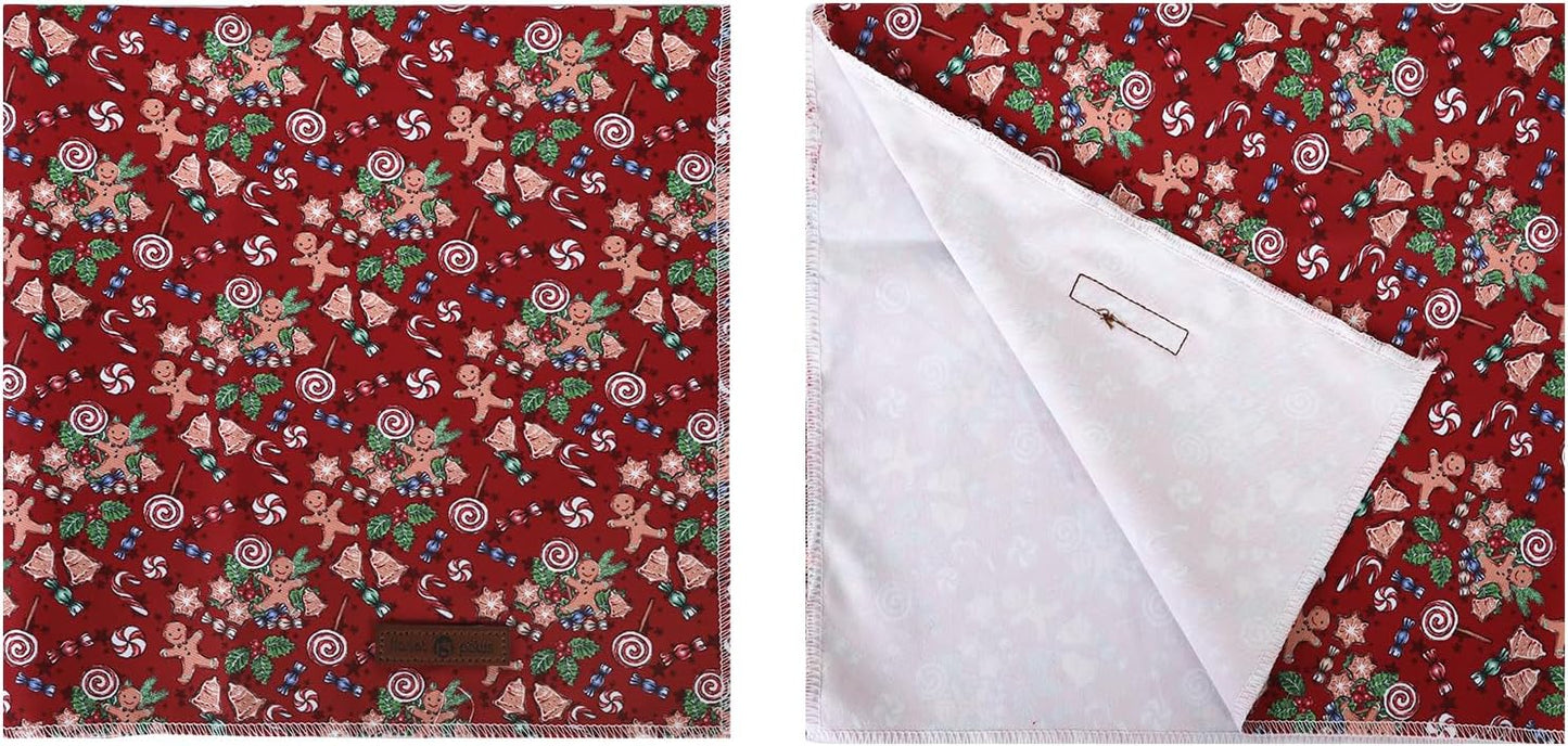 lionet paws Christmas Dog Bandana,Christmas Gingerbread Man Fabric Dogs Kerchief for Small Medium Dogs,Dog Cotton Red Triangle Bibs Scarf for Girl Boy