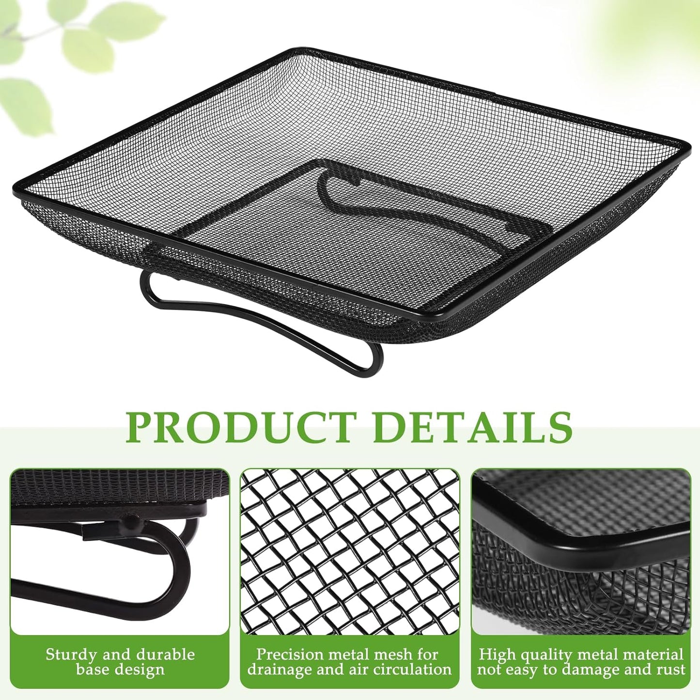 MIXXIDEA Ground Bird Feeder Tray 11x11 Inches, Metal Platform Mesh Seed Tray for Bird Feeders, Great Attracting Garden Yard Decoration for Wild Birds Squirrels Dove,1 Pack