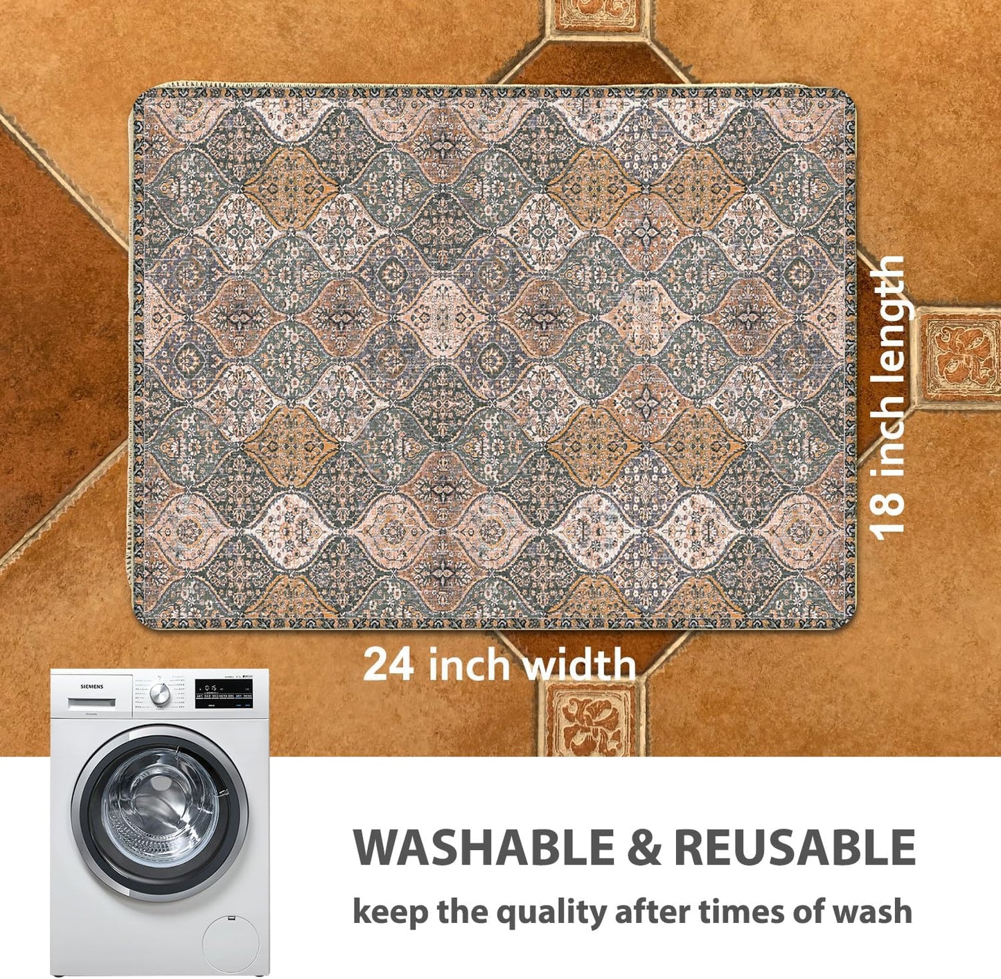 nunubaby 4PACK Washable Pee Pads for Dogs, Stylish, Non-Slip and Leak-Proof Pee Pads. Reusable Potty Pads for Dogs for Crates and Floors.(Brown/Multi, 18" x24")