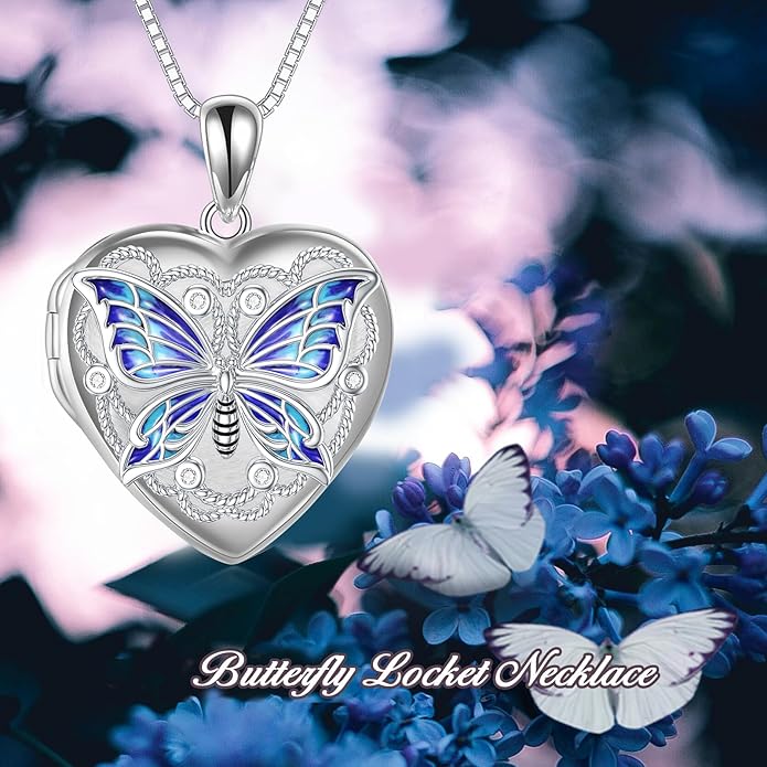 WINNICACA S925 Sterling Silver Heart Lockets Necklace That Holds Pictures Jewelry for Women Photo Pendant Necklace for Birthday Gifts