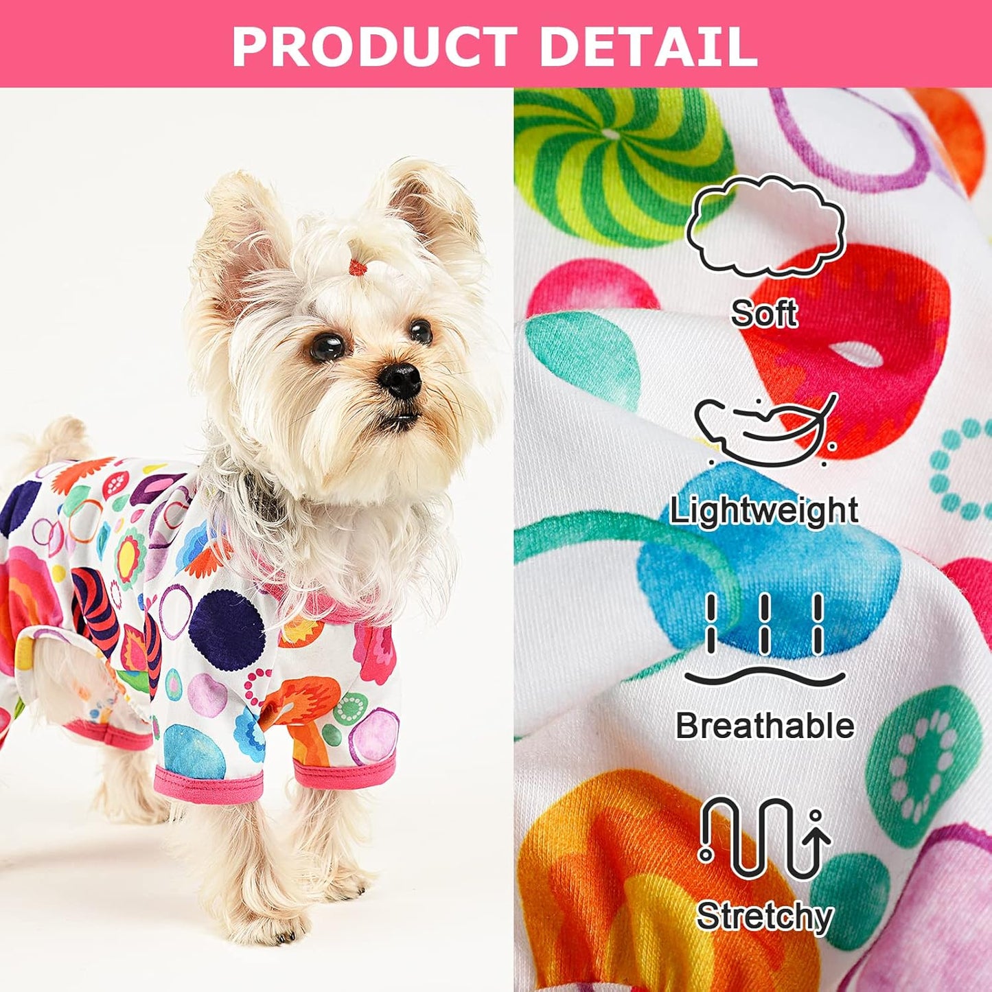 Dog Pajamas Pjs Summer Dog Clothes for Small Dogs Girl - Boy - Medium Size Dogs, Soft Stretchy Puppy Clothes Fall XS Doggie Onesies Cat Pet Jammies Outfit (Floral Pink, X-Small)