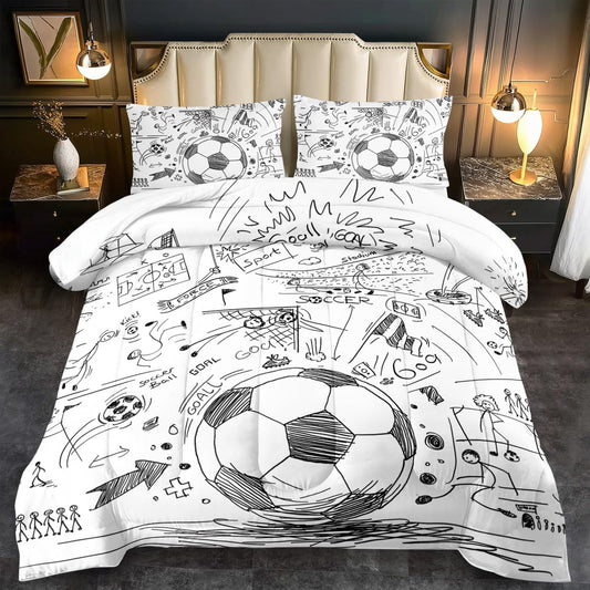 Football Sports Comforter Sets for Boys Full,Soccer Comforter Sport Bedding for Boys Room,Gaming Bed Soccer Bedding Full Set,Games Quilt Bedroom Bed Decor Kids and Teen