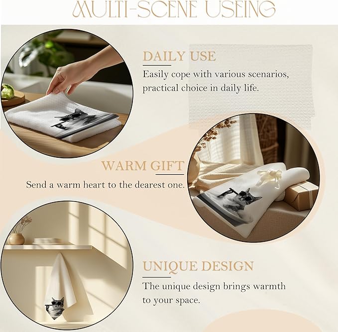 Funny Bath Cat Hand Towels for Bathroom Washroom Restroom Decor, Cat Mom Lady Lovers Gifts, Funny Bathroom Decor, 16x24 Inch