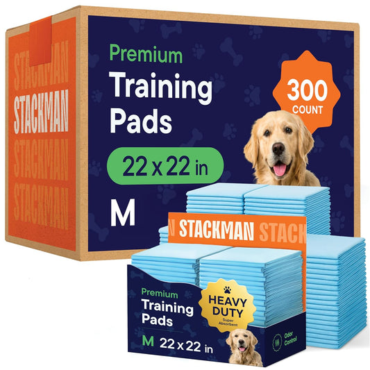 Puppy Pads Pet Pee Pads 22" x 22" [300-Count] Pet Training Disposable Pads, Compact Breed Pad, Leak-Proof, Bulk Case Pack - for Dachshunds, Shih Tzus, Pomeranians, Heavy Duty Surface Protector