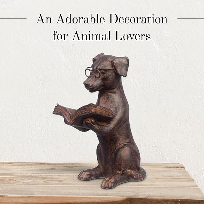 Young's Inc Resin Reading Dog with Glasses