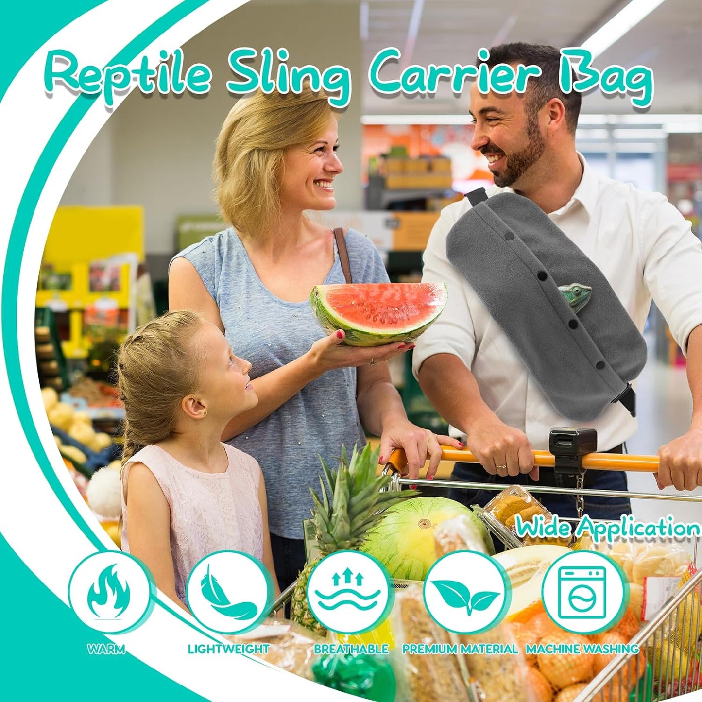 Lizard Bearded Dragon Leash and Harness Set, Bearded Dragon Leash and Carrier, Adjustable Harness with Leather Wings and Sling Bag,Reptile Small Pet Backpack for Outdoor Travel Walking (Gray)