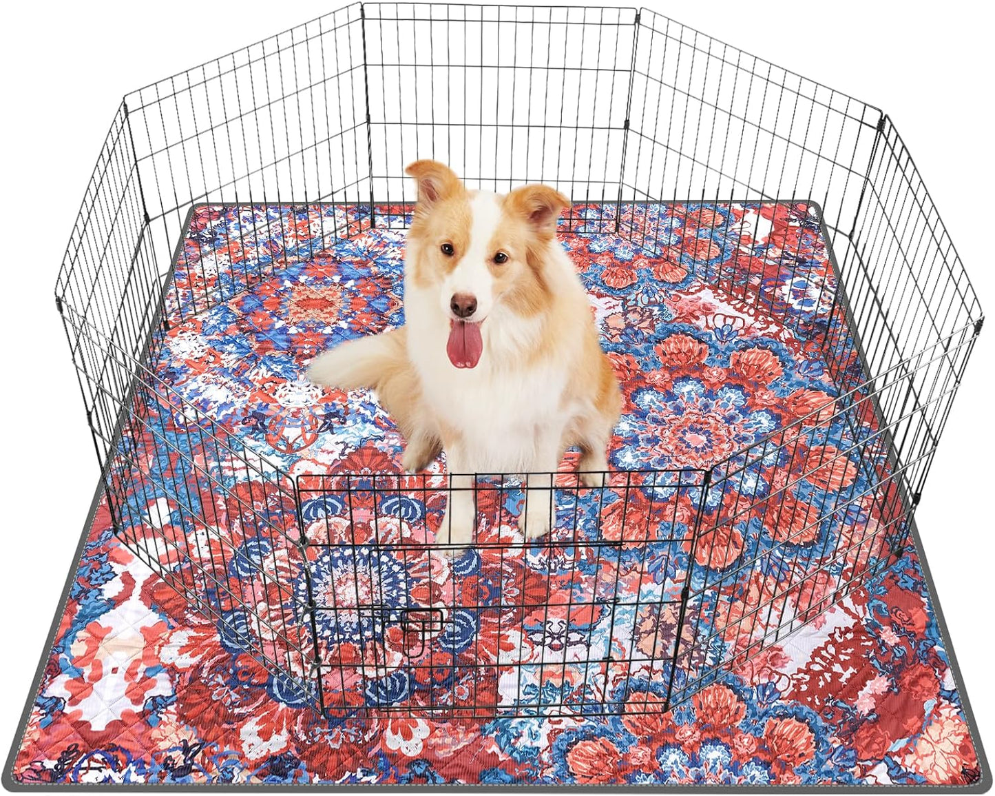 LOOBANI Washable Pee Pads for Dogs, 1 Pack Super Absorbent Reusable Puppy Pads Leakproof Dog Traning Pads, Waterproof Non-Slip Whelping Pad for Floor, Playpen, Crate, Couch-72 x72 (Red Flower)