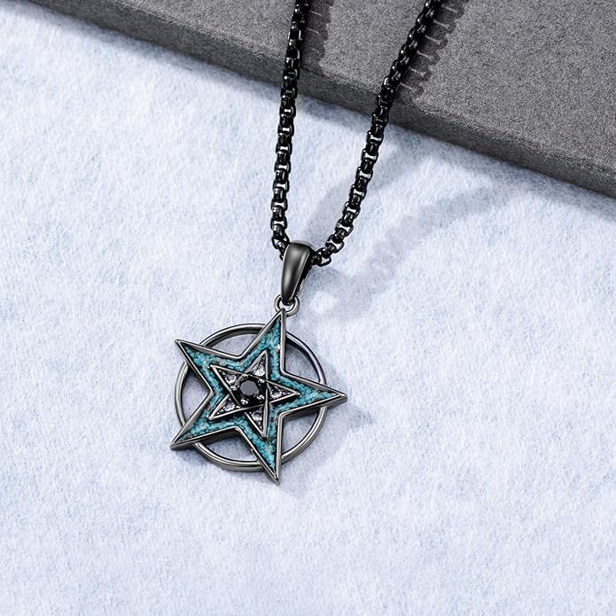 Witch Necklace 925 Sterling Silver Pentagram Triple Moon Pentacle Pendant Wiccan Pagan Jewelry Witchy Gifts for Women