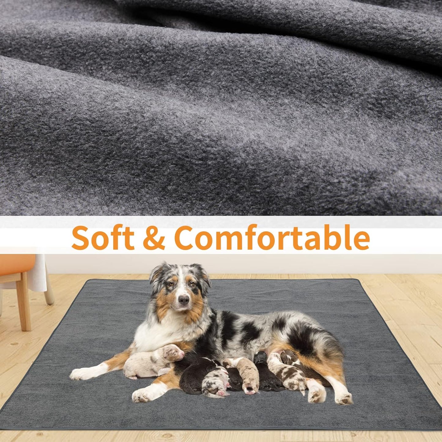 LOOBANI Washable Pee Pad for Dogs, 2 Packs Non-Slip Puppy Training Pads, Fast Absorbent Pet Whelping Pads, Puppy Playpen Mat for Incontinence, Housebreak, Crate, 41x41in, Gray