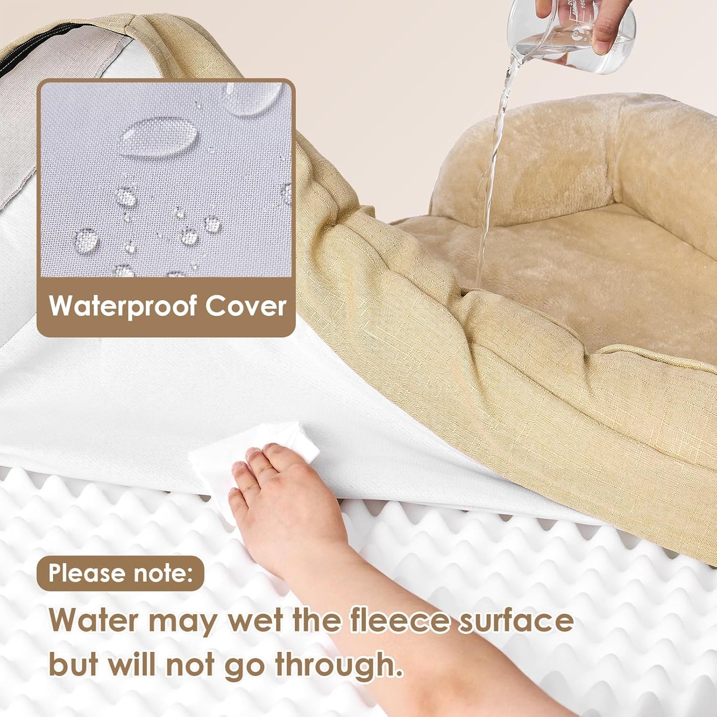 EHEYCIGA Orthopedic XL Dog Beds, Waterproof Memory Foam Dog Bed for Extra Large Dogs, Non-Slip Bottom and Egg-Crate Foam Big Pet Couch Bed with Washable Removable Cover, Graige