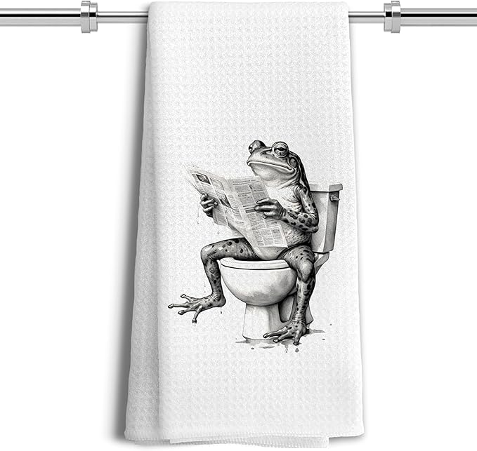 Funny Bathroom Hand Towels，Frog Gifts for Women,Frog Bathroom Decor,16x24 inch