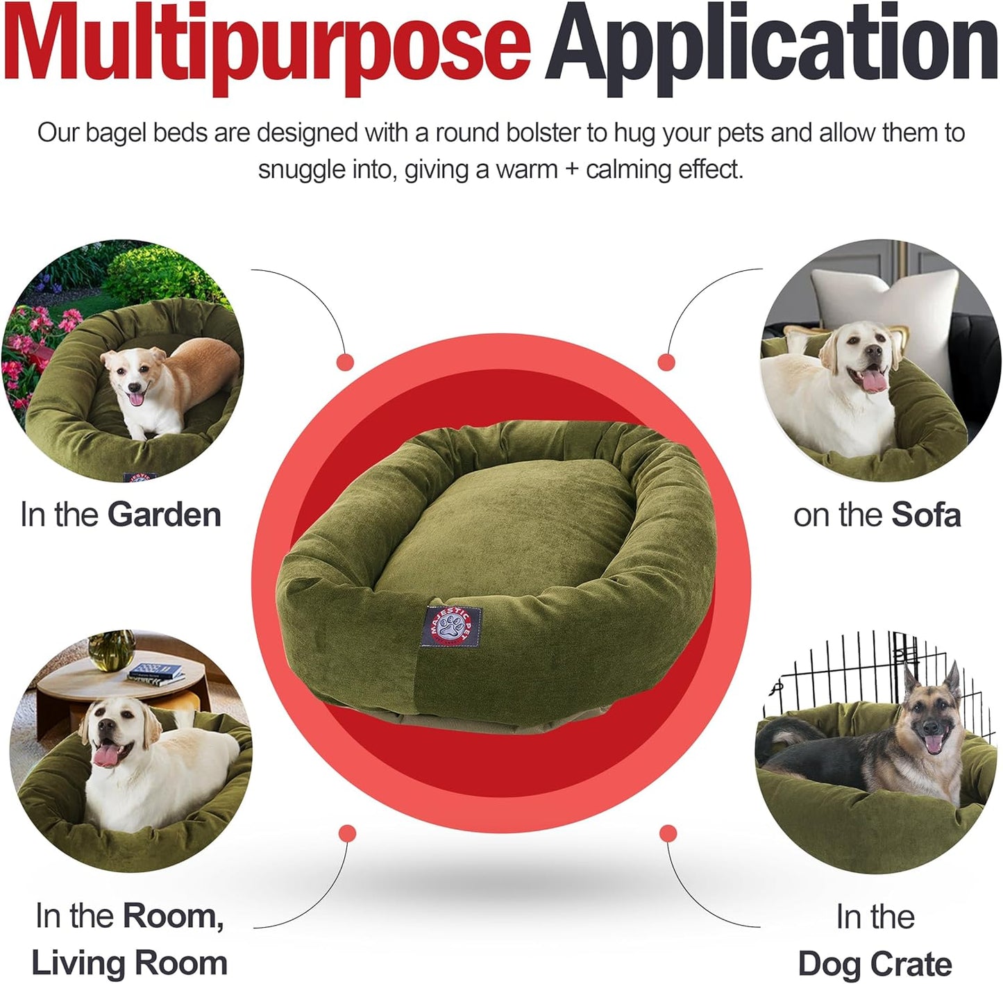 Majestic Pet Villa 24 Inch Shredded Memory Foam Dog Bed for Small Sized Dogs 24x19x7 Inch–Orthopedic Dog Bed - Durable Pet Bed - Washable Small Pet Bed with Head Support-Fern