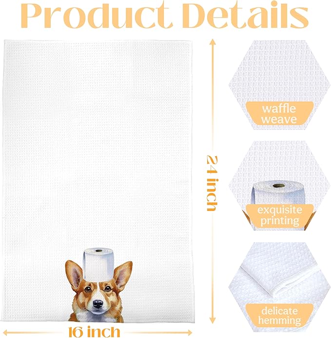 Funny Corgi Bathroom Hand Towels, Corgi Gifts for Women Dog Lovers Decorative Hand Towels for Bathroom, Funny Corgis Puppy Dog Kitchen Towels, 16x24 Inch Set of 4