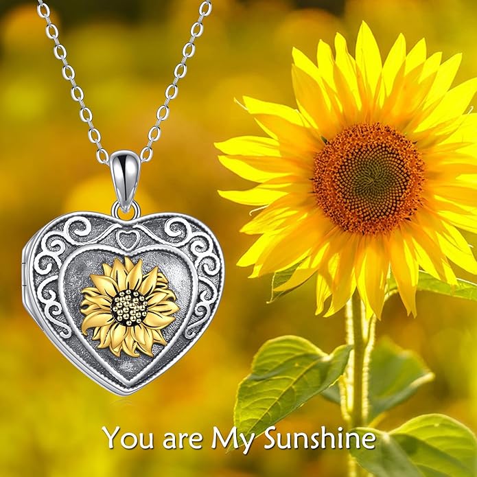 WINNICACA S925 Sterling Silver Heart Lockets Necklace That Holds Pictures Jewelry for Women Photo Pendant Necklace for Birthday Gifts