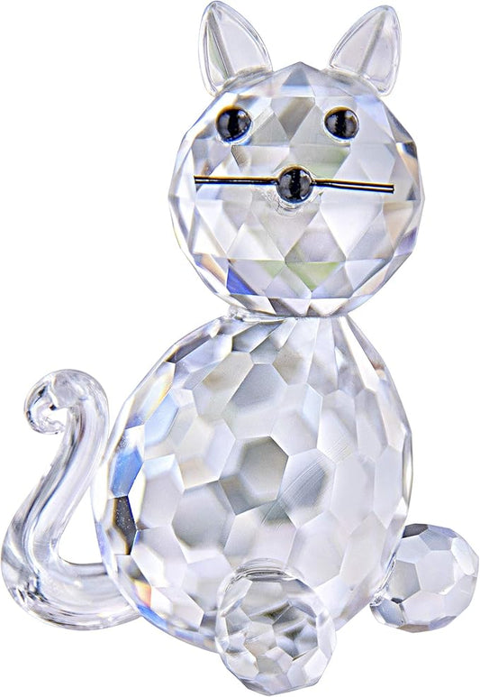 H&D HYALINE & DORA Crystal Collectible Standing Cat Figurine Miniature Glass Christmas Collectible