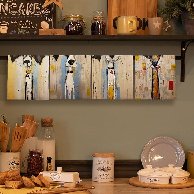 Whimsical Dog Hand Towels - Kitchen and Bathroom Decor, Dish Towels for Dog Lovers, Mom Gifts, 16x24 Inches Set of 4