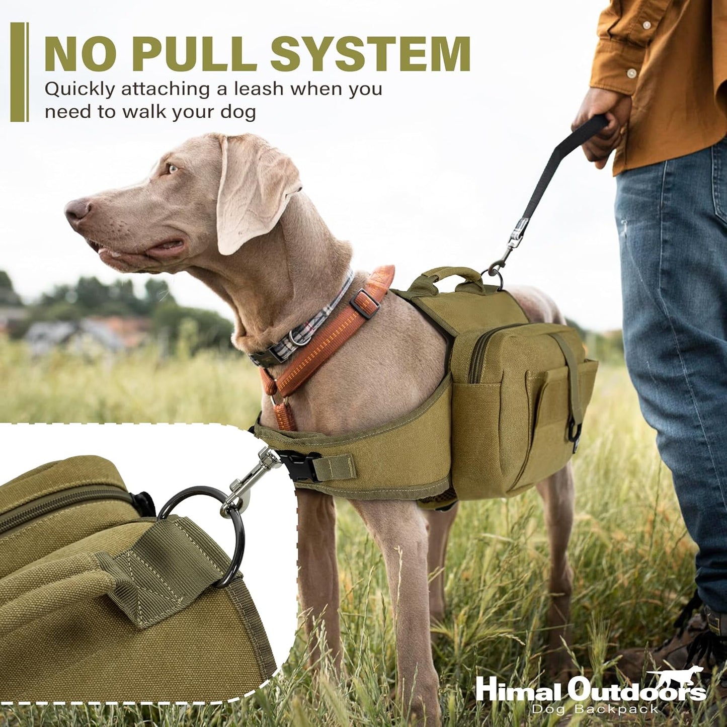 Himal Outdoors Dog Backpack & Saddle Bag, Tactical Hiking Backpack for Large Dogs with Side Pockets & Adjustable Strap