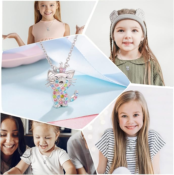 Lanqueen Kitty Cat Pendant Necklace Jewelry for Women Girls Cat Lover Gifts Daughter Loved Necklace