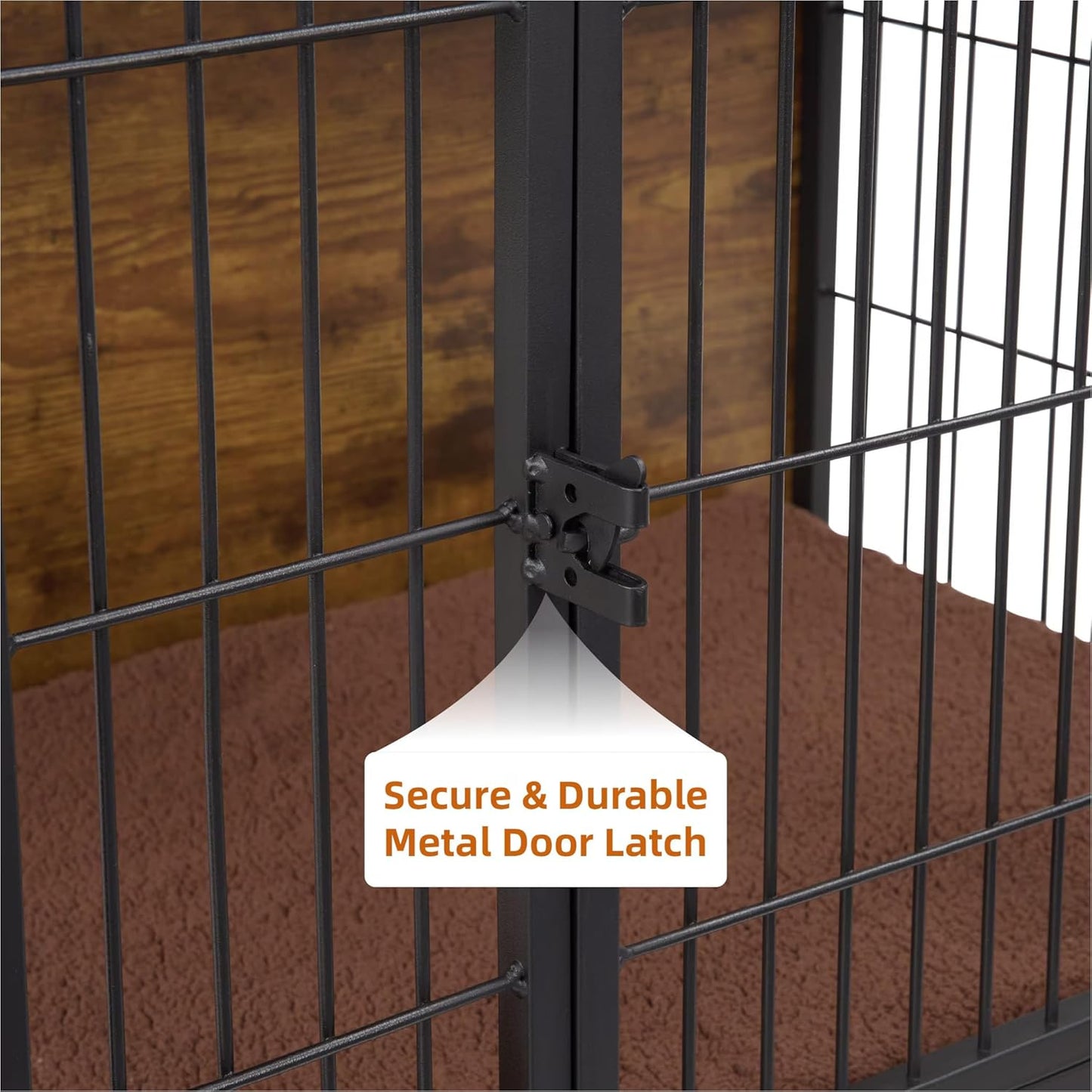 FLEXIMOUNTS Dog Crate Furniture with Cushion, Wooden Dog Kennel Furniture, Heavy Duty Dog Cage, 27" Dog Kennel with Double Doors