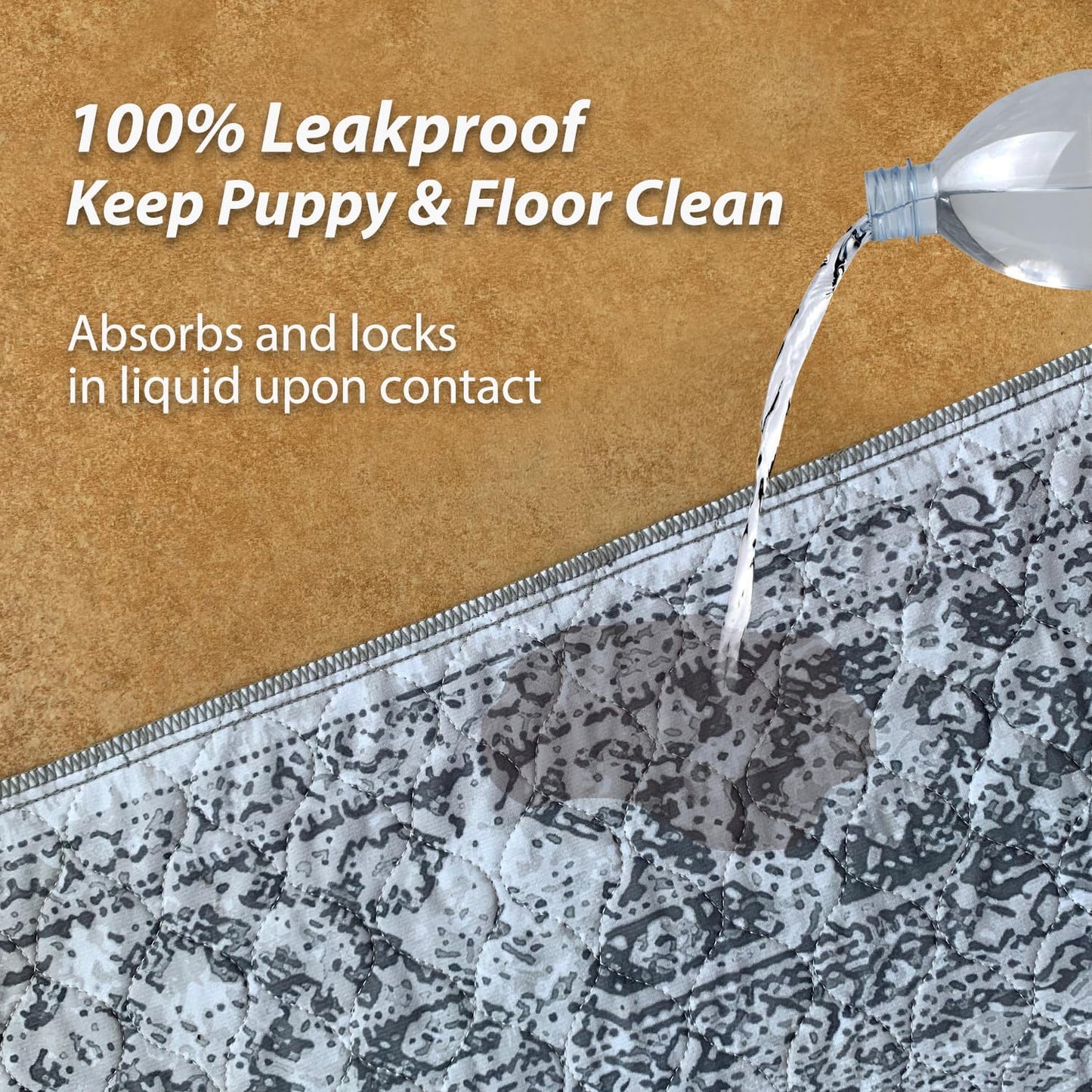 nunubaby 4PACK Washable Pee Pads for Dogs, Stylish, Non-Slip and Leak-Proof Pee Pads. Reusable Potty Pads for Dogs for Crates and Floors.(Gray/Geo, 24" x48")