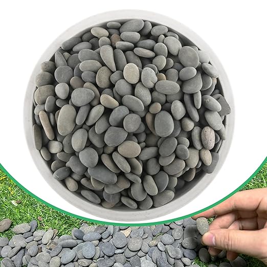 2.4LB River Rocks Mexican Beach Pebbles for Garden Landscape Stone Paving Stone Grey (1Inch)