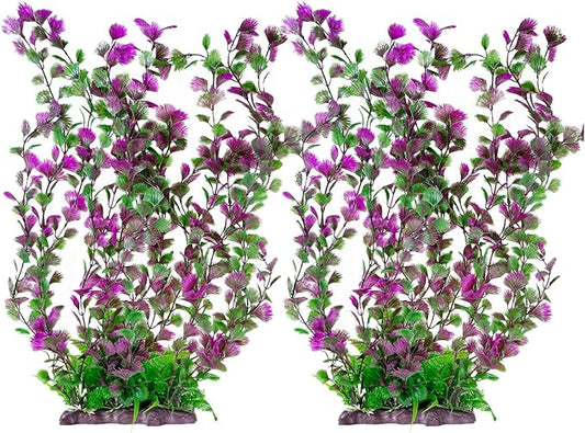 Hamiledyi Aquarium Plastic Plants Aquarium Decor Artificial Fish Tank Plants,Tall Fish Tank Decorations, Extra Large Aquarium Plant 20.4-inch Tall,2PCS