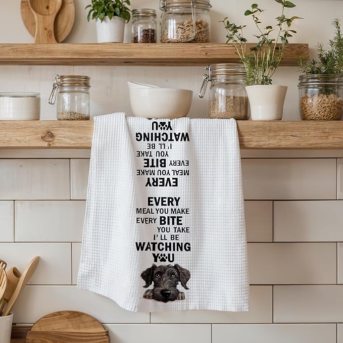Funny Schnauzer Mastiff Dog Kitchen Towels Mom Gifts Decor Dish and Hand Towels for Kitchen Bathroom, Funny Every Meal You Make Dog Kitchen Decor, 16x24 Inches